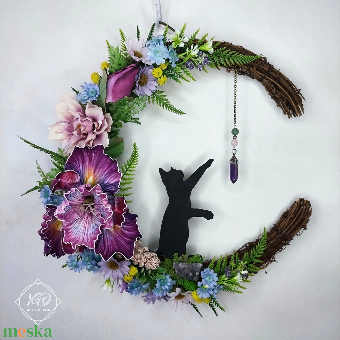 Cicás holdkoszorú - otthon & életmód - dekoráció - ajtó- és ablak dekoráció - ajtódísz & kopogtató - Meska.hu