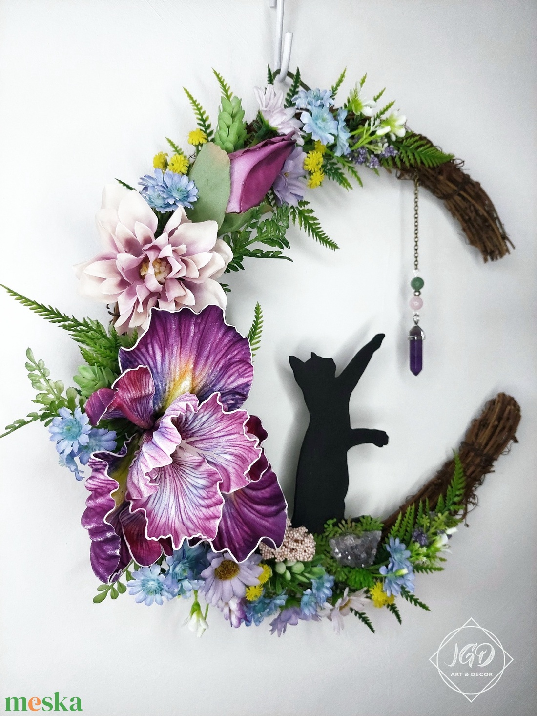 Cicás holdkoszorú - otthon & életmód - dekoráció - ajtó- és ablak dekoráció - ajtódísz & kopogtató - Meska.hu