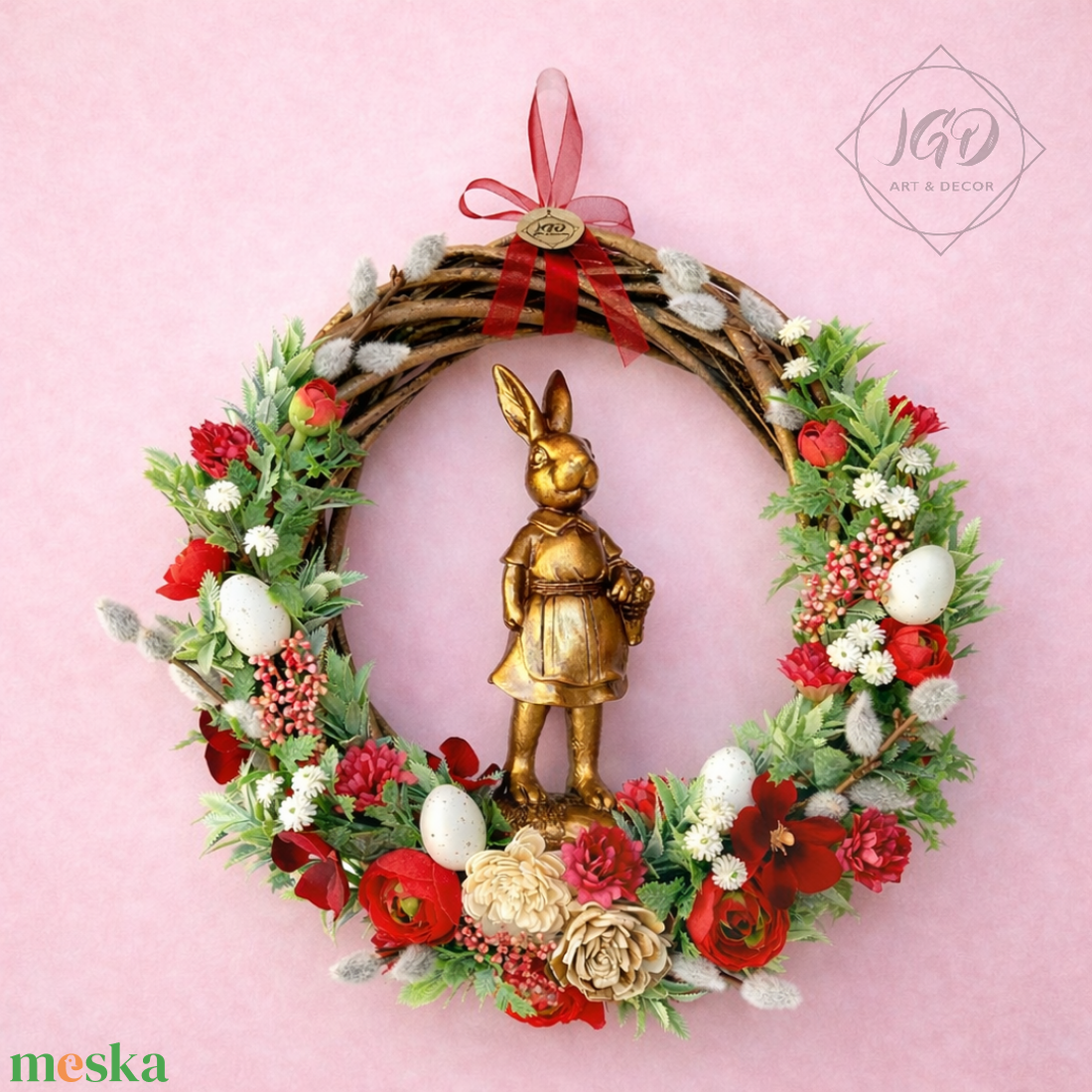 AKCIÓ!  Bronz nyuszis húsvéti ajtódísz - ünnepi díszek, dekorációk - húsvéti díszek és dekorációk - húsvéti ajtódísz, kopogtató - Meska.hu