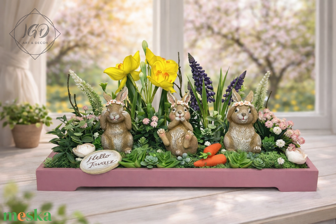 Nyuszik a kertben - otthon & életmód - dekoráció - asztal és polc dekoráció - asztaldísz - Meska.hu