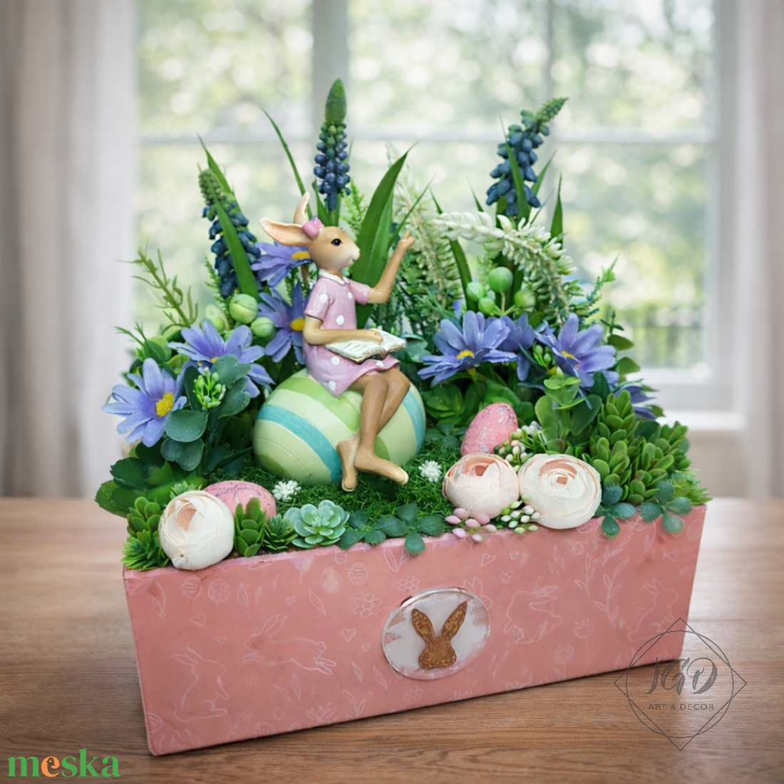 Tanuló nyuszilány - otthon & életmód - dekoráció - asztal és polc dekoráció - asztaldísz - Meska.hu