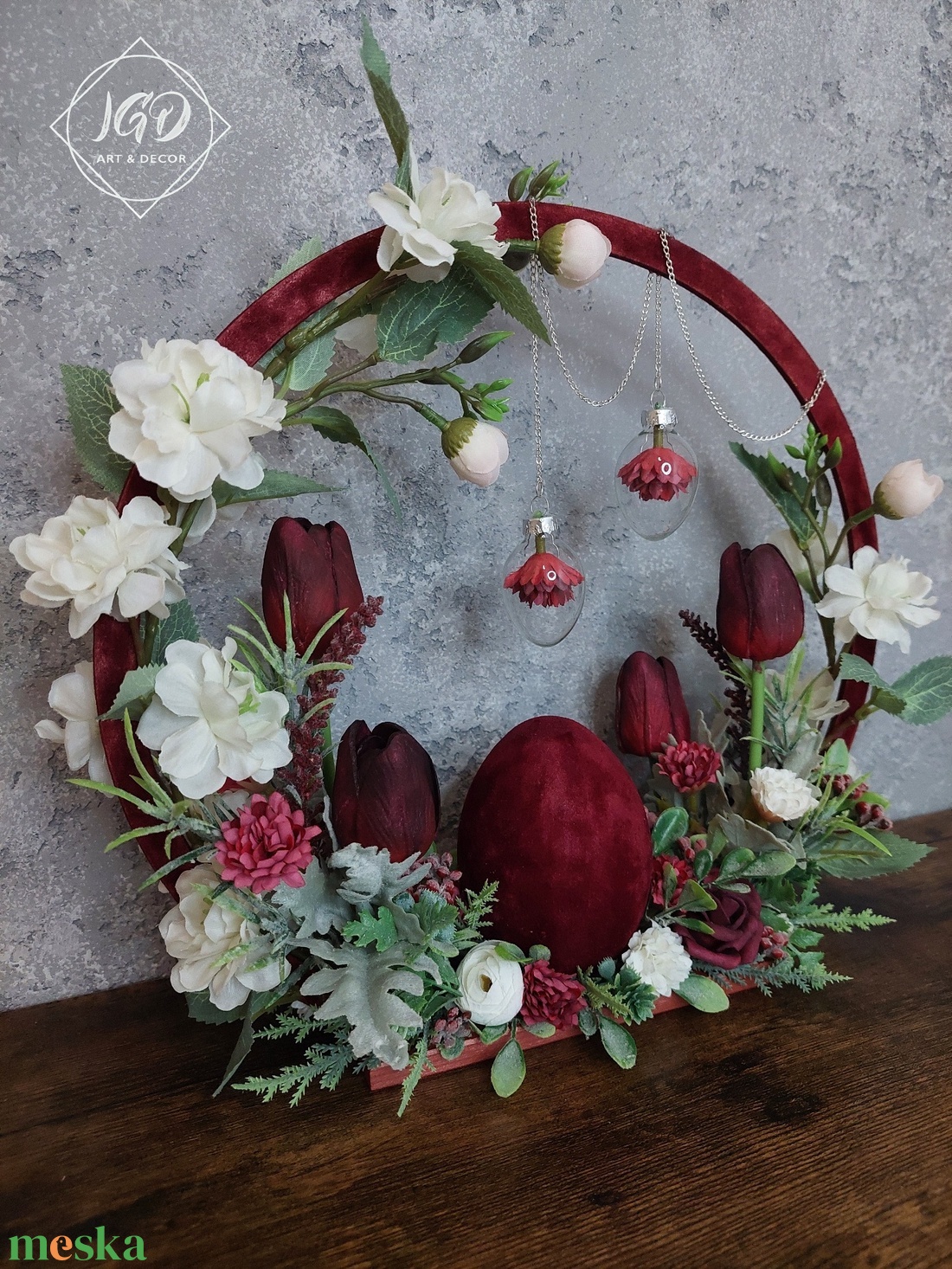 Fehér-bordó Húsvét - otthon & életmód - dekoráció - asztal és polc dekoráció - asztaldísz - Meska.hu