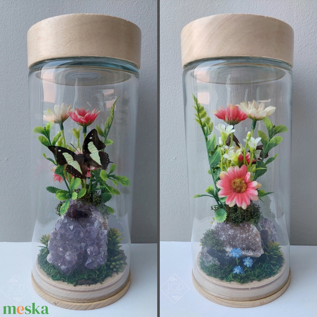 Lepke-ásvány kompozíció - otthon & életmód - dekoráció - asztal és polc dekoráció - asztaldísz - Meska.hu