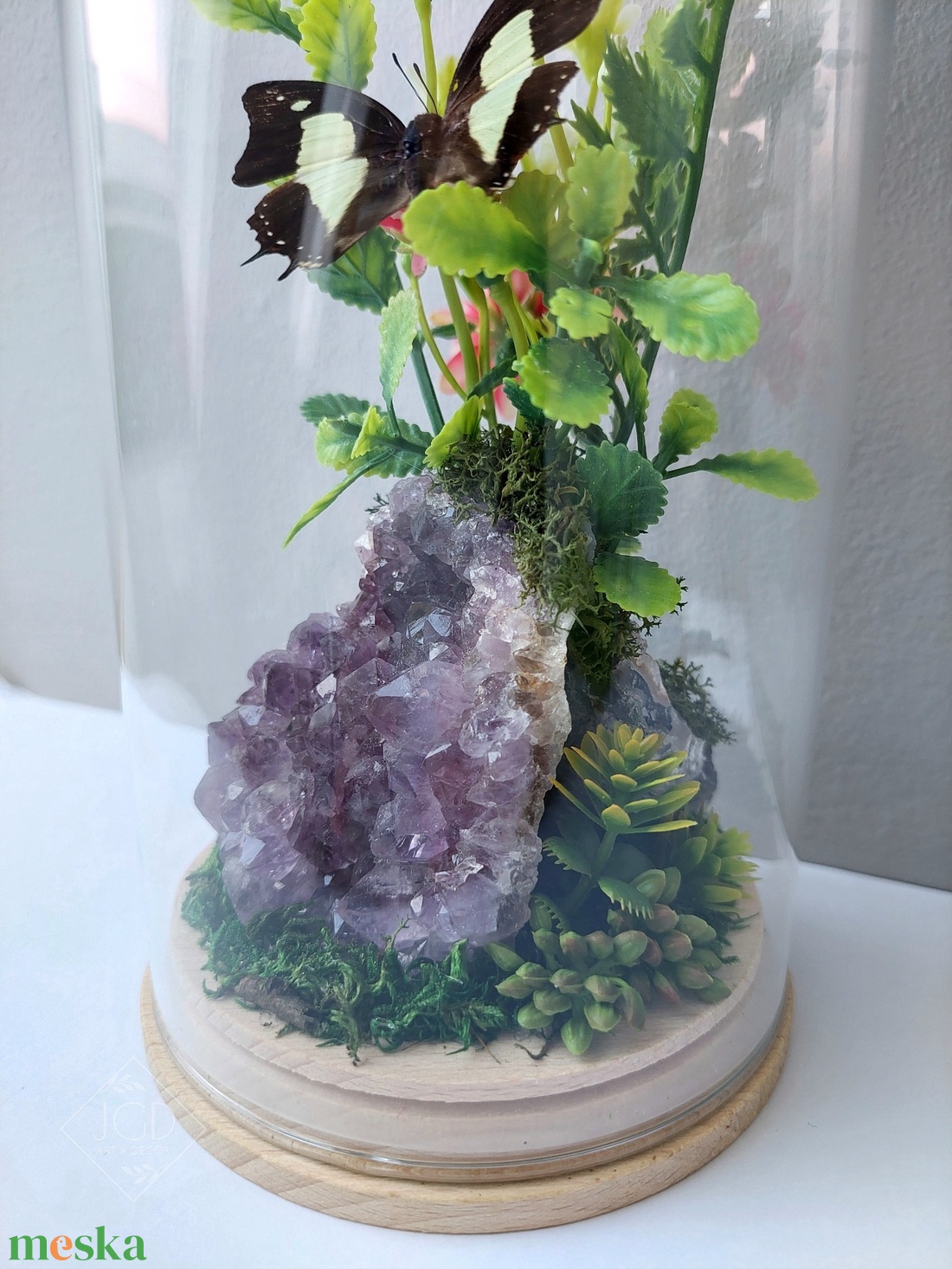 Lepke-ásvány kompozíció - otthon & életmód - dekoráció - asztal és polc dekoráció - asztaldísz - Meska.hu