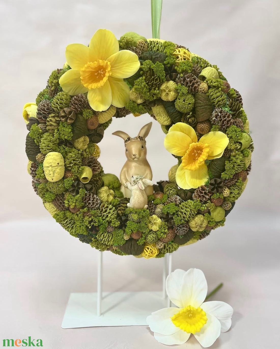 Tavaszi ajtódísz kopogtató nyuszival - otthon & életmód - dekoráció - ajtó- és ablak dekoráció - ajtódísz & kopogtató - Meska.hu