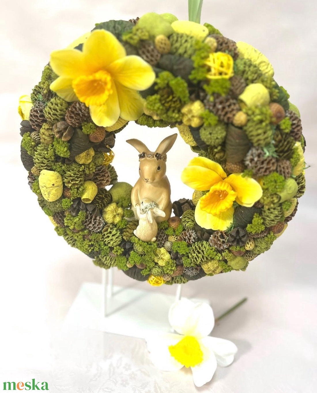 Tavaszi ajtódísz kopogtató nyuszival - otthon & életmód - dekoráció - ajtó- és ablak dekoráció - ajtódísz & kopogtató - Meska.hu