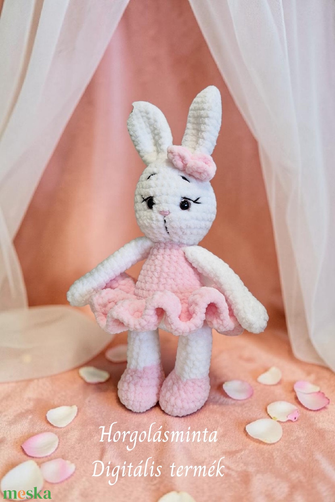Balerina nyuszi PDF minta � Amigurumi nyúl horgolási útmutató - diy (csináld magad) - szabásminta, útmutató - horgolási minta - Meska.hu