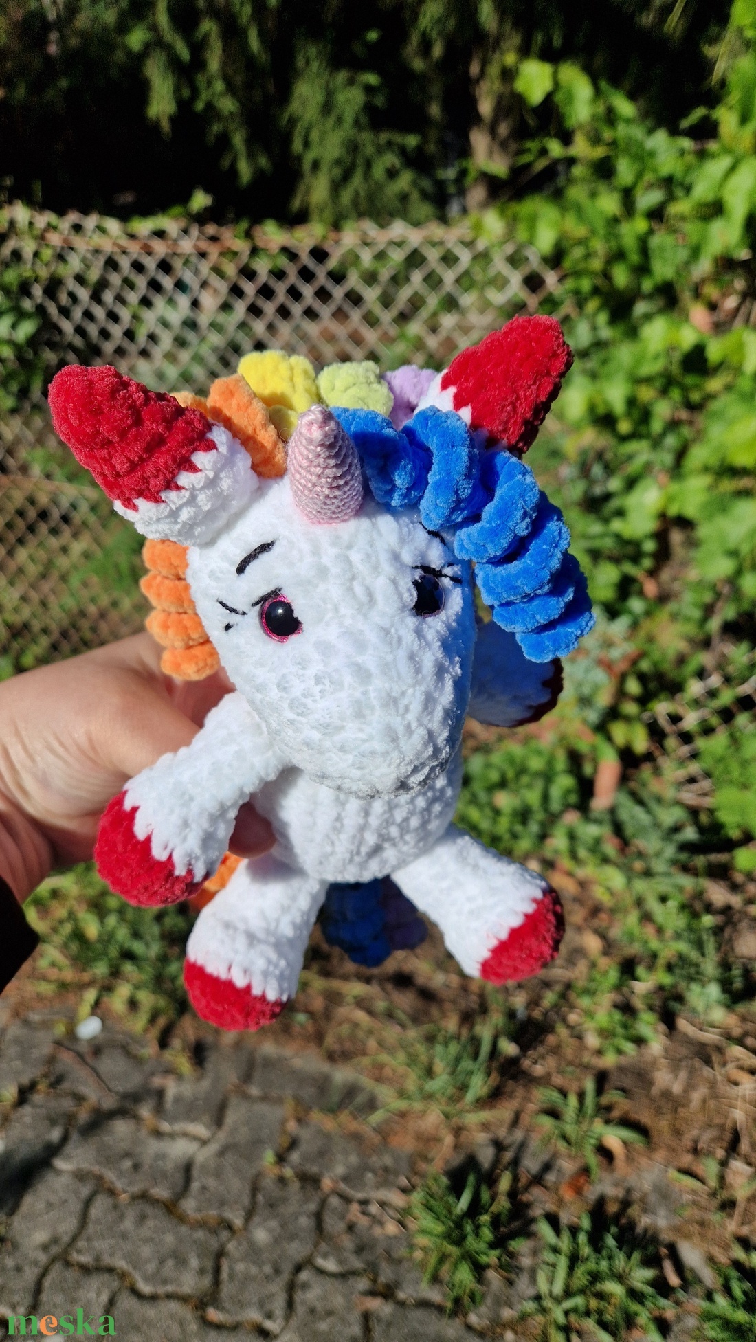 Szivárvány unikornis - horgolt amigurumi plüss - játék & sport - plüssállat & játékfigura - unikornis - Meska.hu