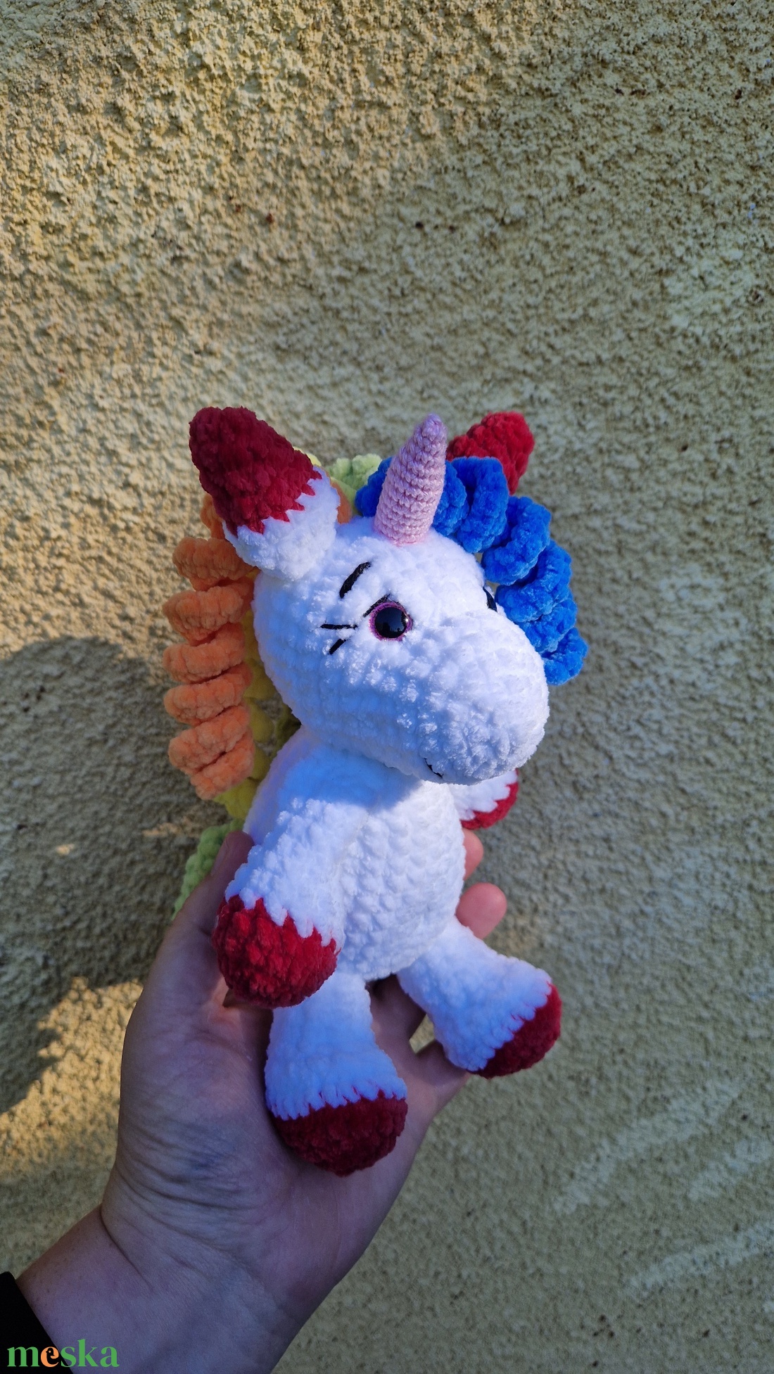 Szivárvány unikornis - horgolt amigurumi plüss - játék & sport - plüssállat & játékfigura - unikornis - Meska.hu