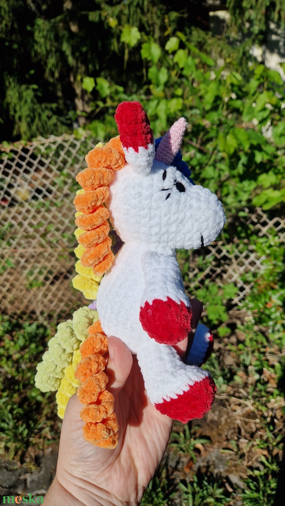 Szivárvány unikornis - horgolt amigurumi plüss - játék & sport - plüssállat & játékfigura - unikornis - Meska.hu