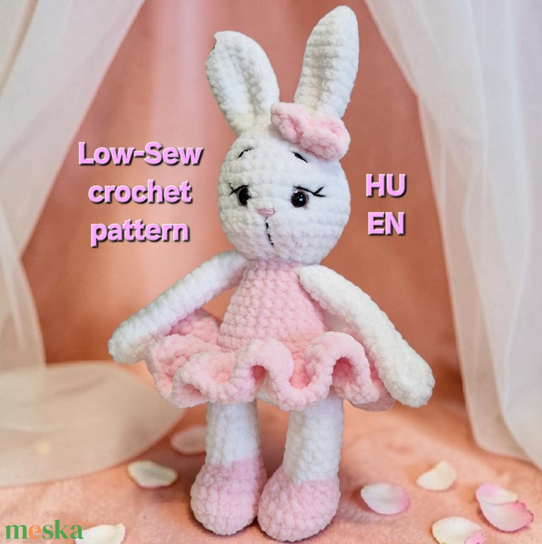 Balerina nyuszi PDF minta � Amigurumi nyúl horgolási útmutató - diy (csináld magad) - szabásminta, útmutató - horgolási minta - Meska.hu