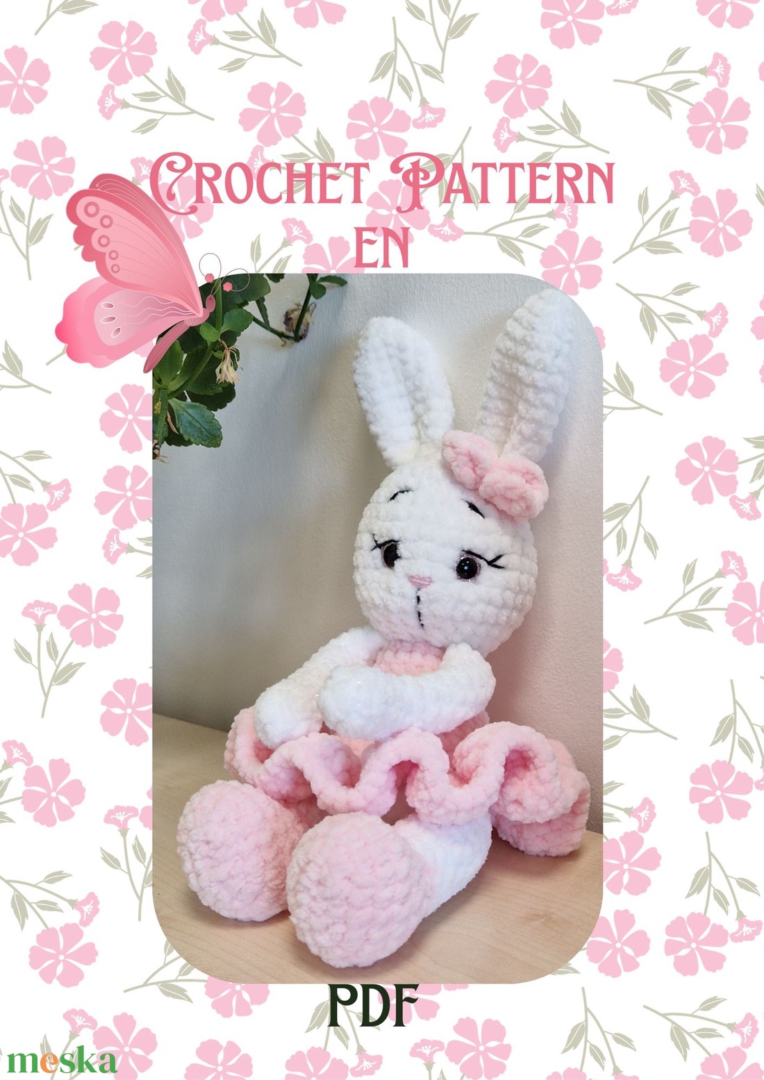 Balerina nyuszi PDF minta � Amigurumi nyúl horgolási útmutató - diy (csináld magad) - szabásminta, útmutató - horgolási minta - Meska.hu