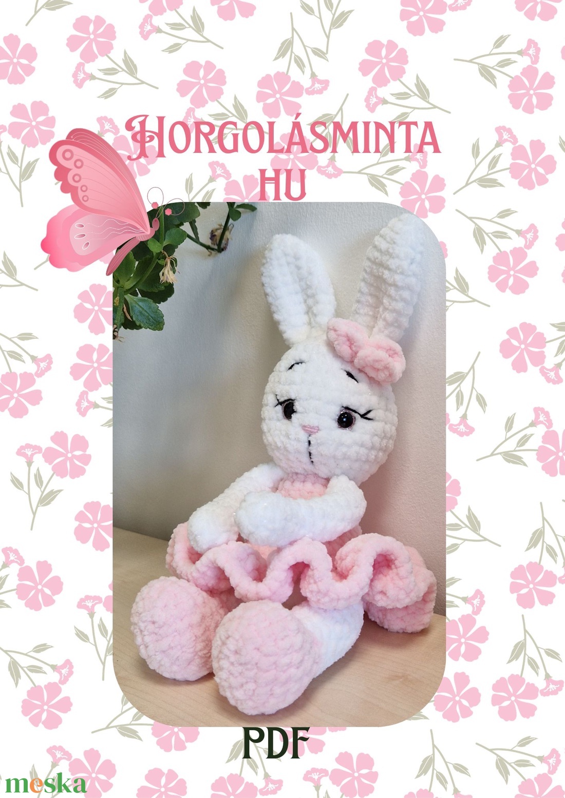 Balerina nyuszi PDF minta � Amigurumi nyúl horgolási útmutató - diy (csináld magad) - szabásminta, útmutató - horgolási minta - Meska.hu