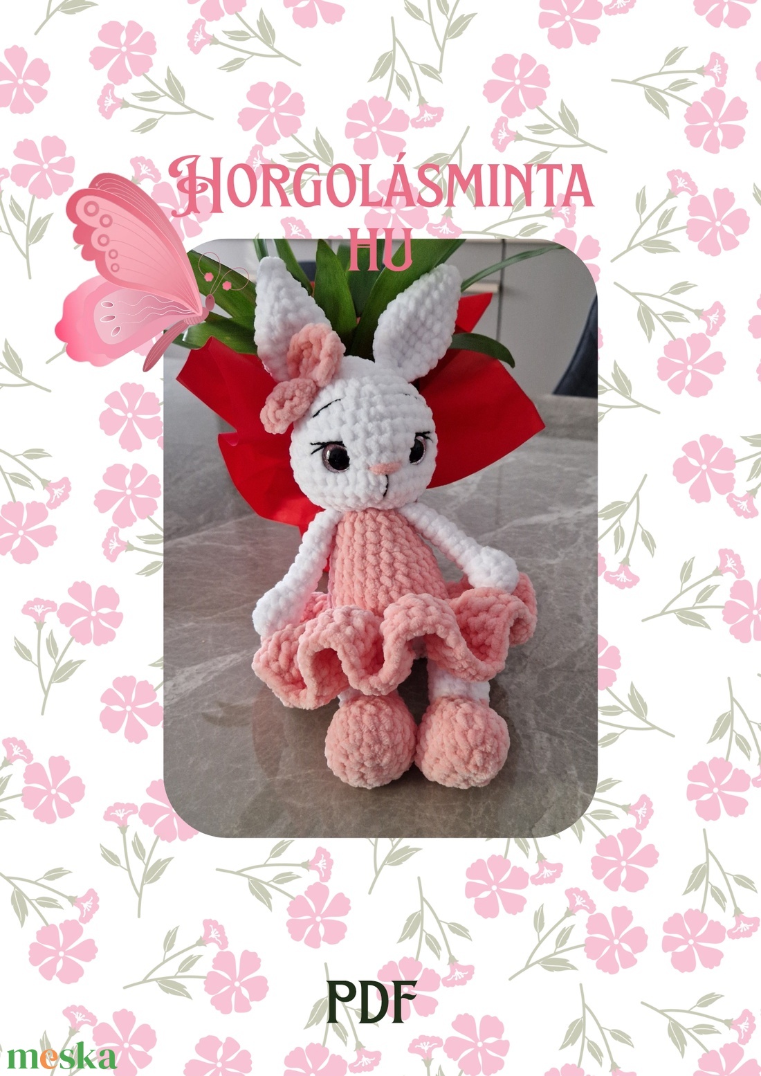 Balerina nyuszi PDF minta � Amigurumi nyúl horgolási útmutató - diy (csináld magad) - szabásminta, útmutató - horgolási minta - Meska.hu