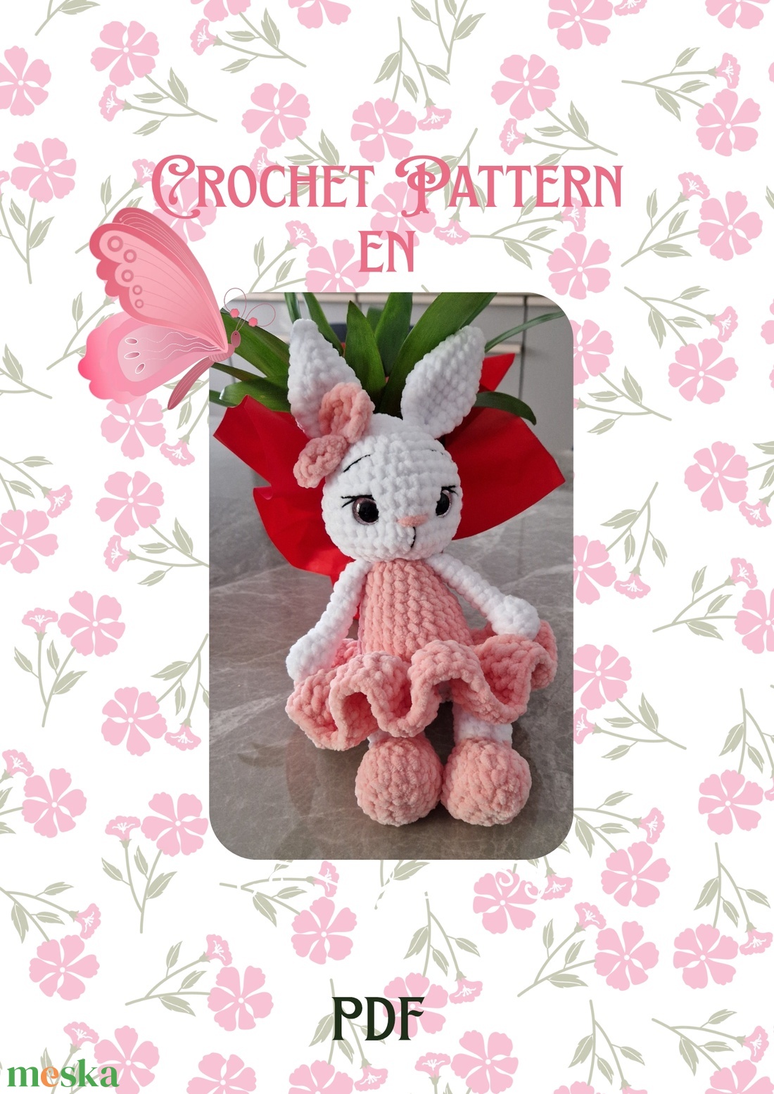 Balerina nyuszi PDF minta � Amigurumi nyúl horgolási útmutató - diy (csináld magad) - szabásminta, útmutató - horgolási minta - Meska.hu