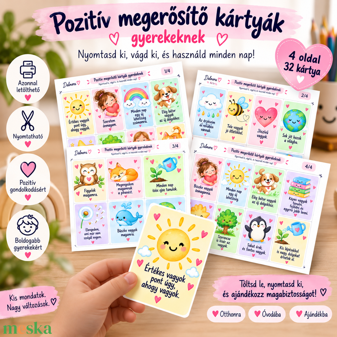 Pozitív megerősítő kártyák gyerekeknek � 32 nyomtatható önbizalom-erősítő kártya - művészet - grafika & illusztráció - digitális - Meska.hu