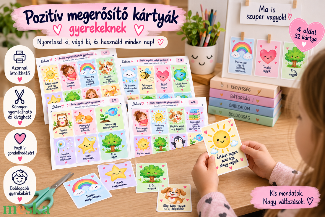 Pozitív megerősítő kártyák gyerekeknek � 32 nyomtatható önbizalom-erősítő kártya - művészet - grafika & illusztráció - digitális - Meska.hu