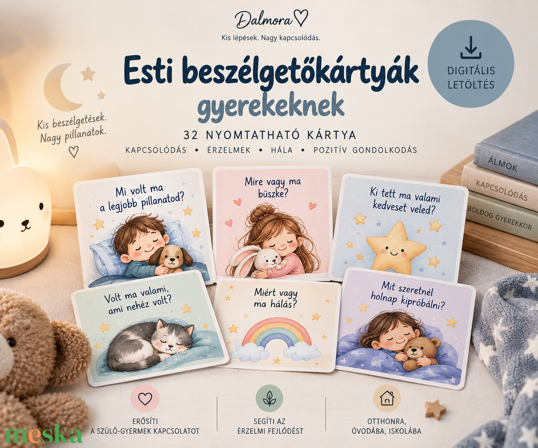 Esti beszélgetőkártyák gyerekeknek � 32 nyomtatható kérdés - művészet - grafika & illusztráció - digitális - Meska.hu