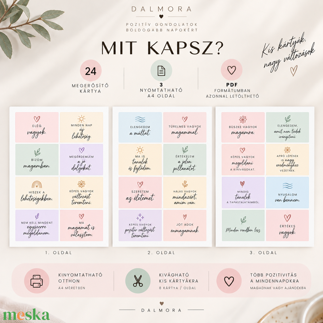 Pozitív megerősítő kártyák felnőtteknek � 24 nyomtatható önbizalom és önszeretet kártya - művészet - grafika & illusztráció - digitális - Meska.hu