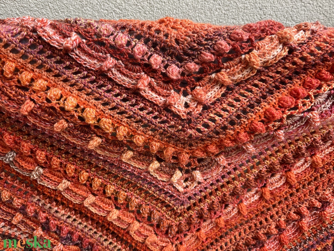 Narancssárga horgolt kendő - ruha & divat - sál, sapka, kendő - vállkendő - Meska.hu