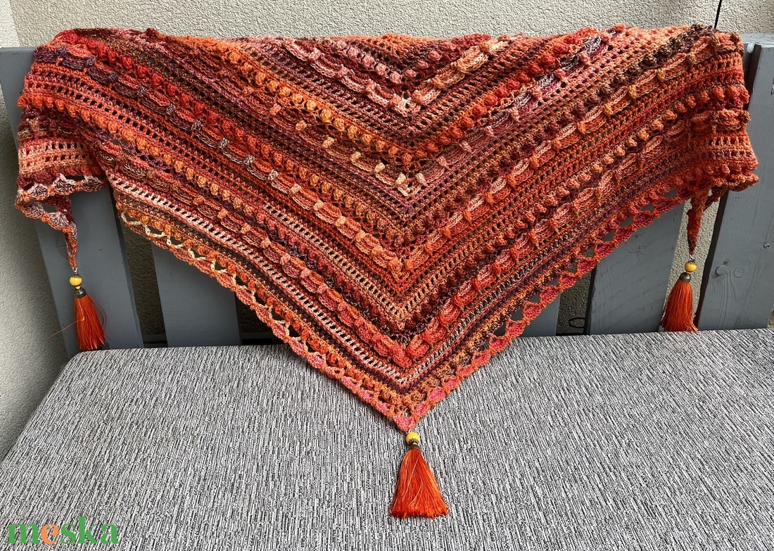 Narancssárga horgolt kendő - ruha & divat - sál, sapka, kendő - vállkendő - Meska.hu