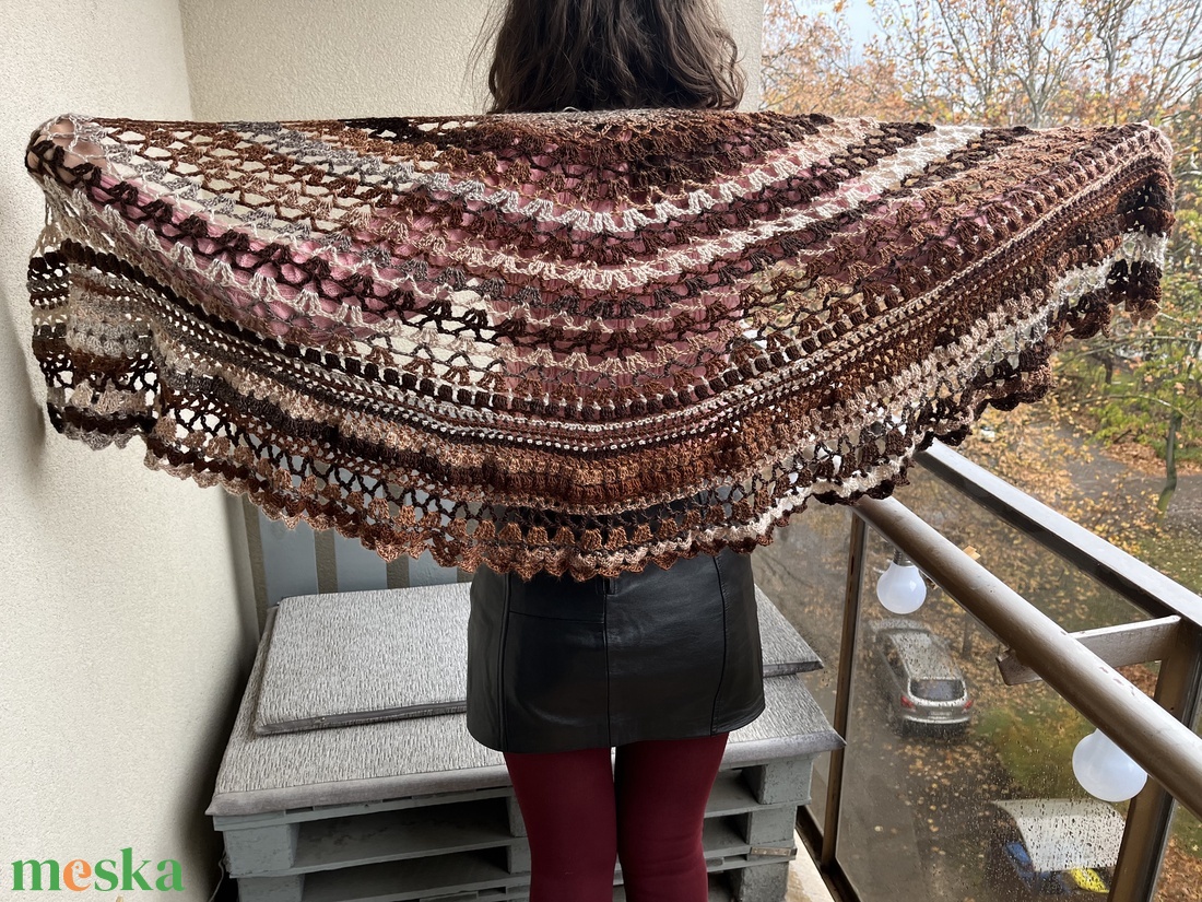 Barna horgolt kendő és barett - ruha & divat - sál, sapka, kendő - sapka & sál szett - Meska.hu