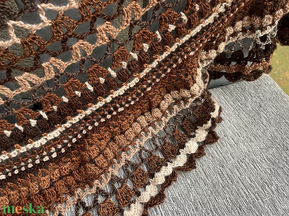 Barna horgolt kendő és barett - ruha & divat - sál, sapka, kendő - sapka & sál szett - Meska.hu