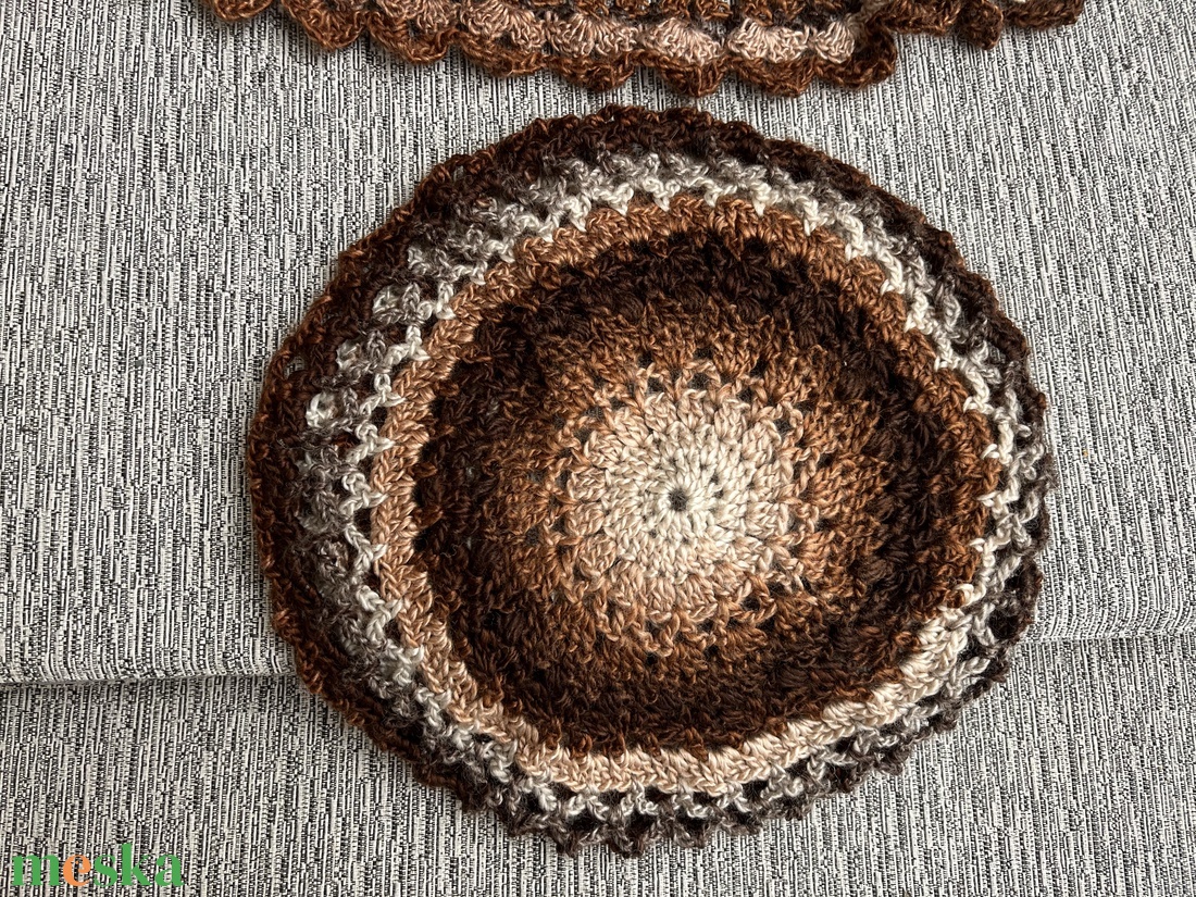 Barna horgolt kendő és barett - ruha & divat - sál, sapka, kendő - sapka & sál szett - Meska.hu