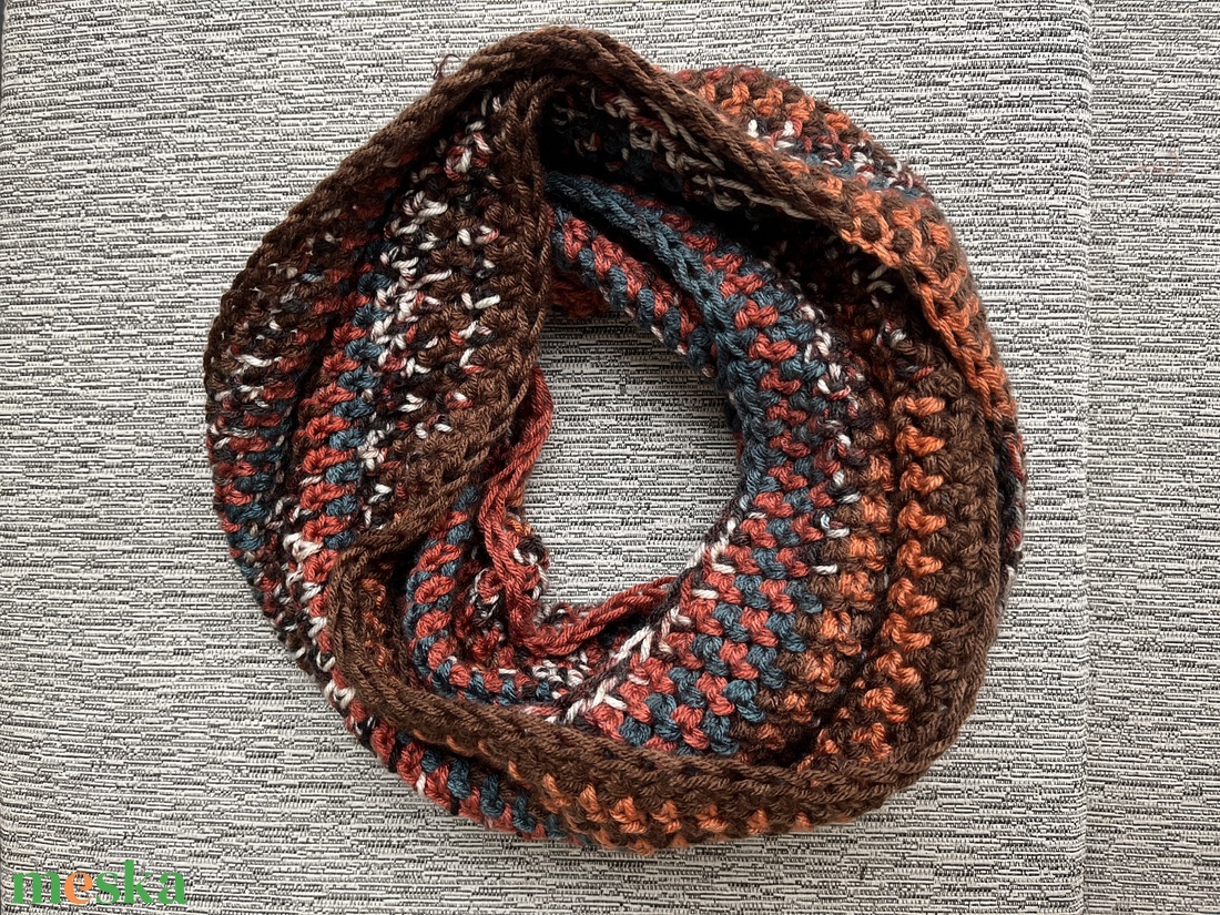 Barna-türkiz sapka-sál szett - ruha & divat - sál, sapka, kendő - sapka & sál szett - Meska.hu