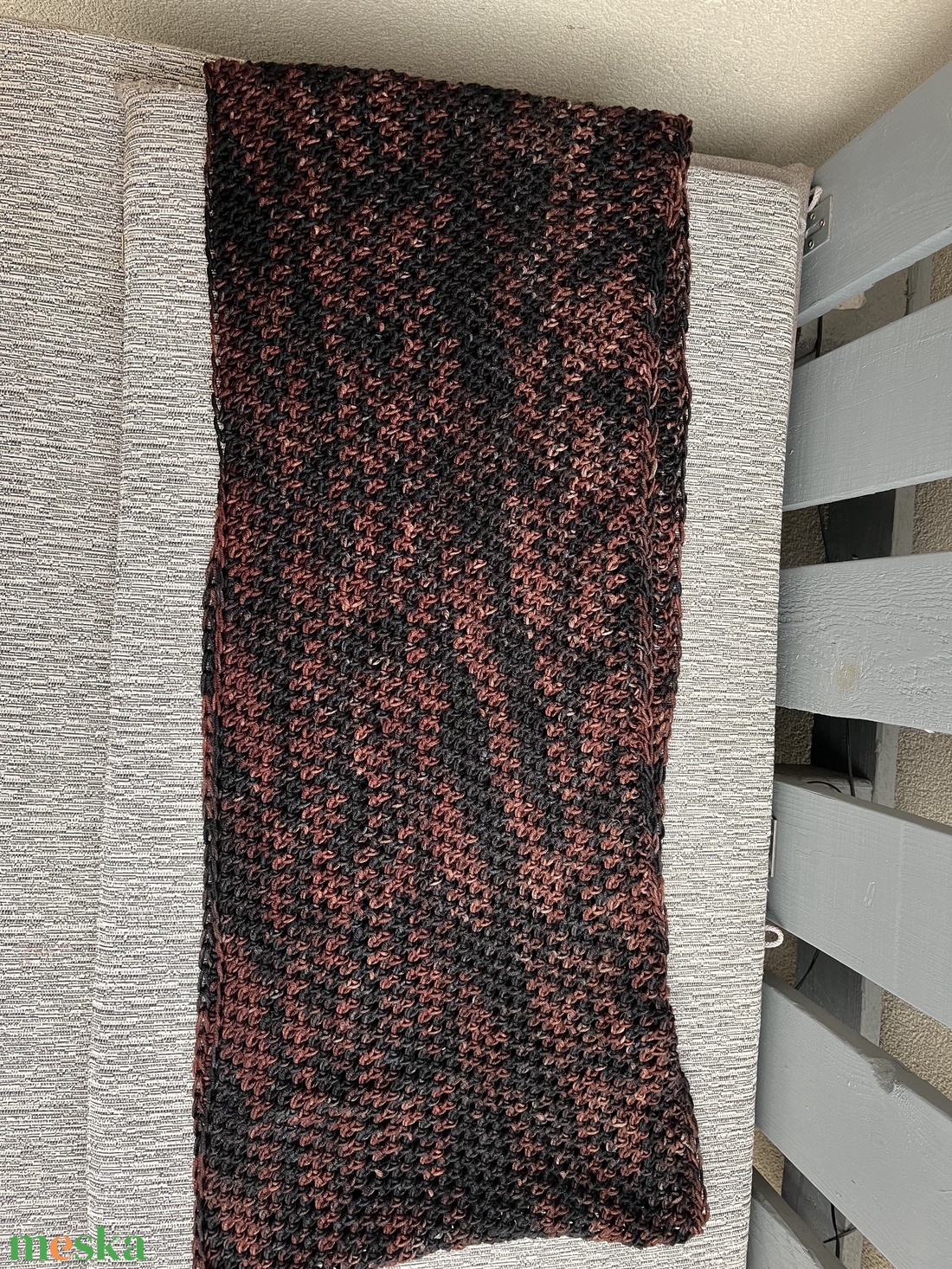 Barna-fekete gyapjú körsál - ruha & divat - sál, sapka, kendő - sál - Meska.hu