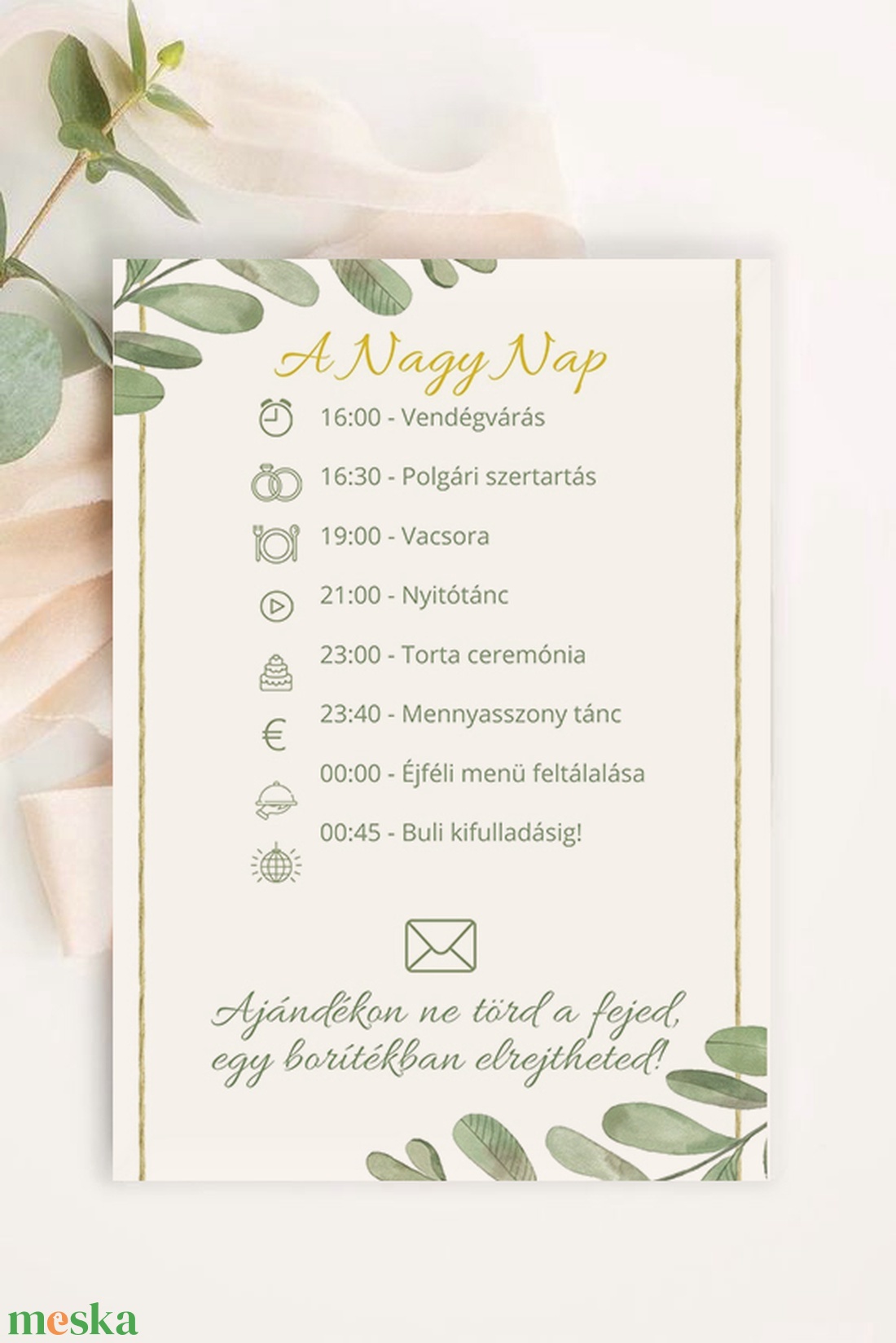 Greenery Esküvői meghívó  - esküvő - meghívó & kártya - meghívó - Meska.hu