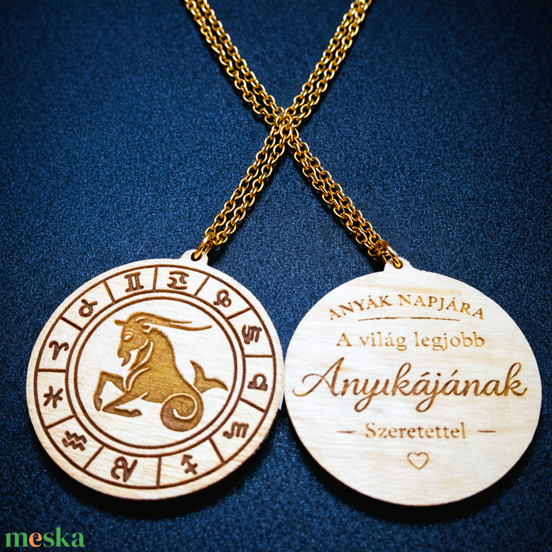 Anyák napi horoszkópos nyaklánc � Bak medál, 18K aranyozott nemesacél lánccal - ékszer - nyaklánc - medálos nyaklánc - Meska.hu