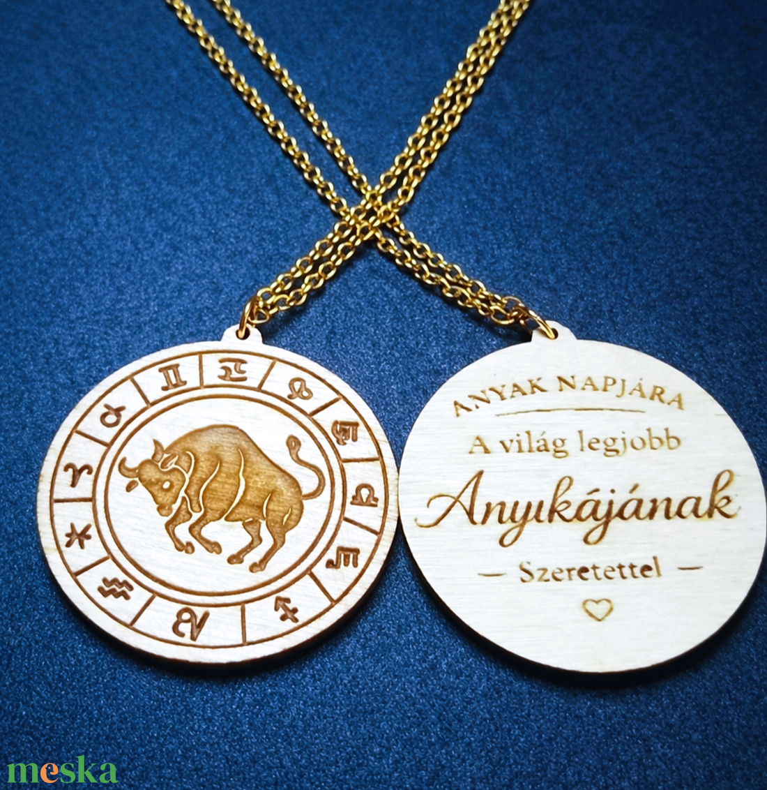 Anyák napi horoszkópos nyaklánc � Bika medál, 18K aranyozott nemesacél lánccal - ékszer - nyaklánc - medálos nyaklánc - Meska.hu
