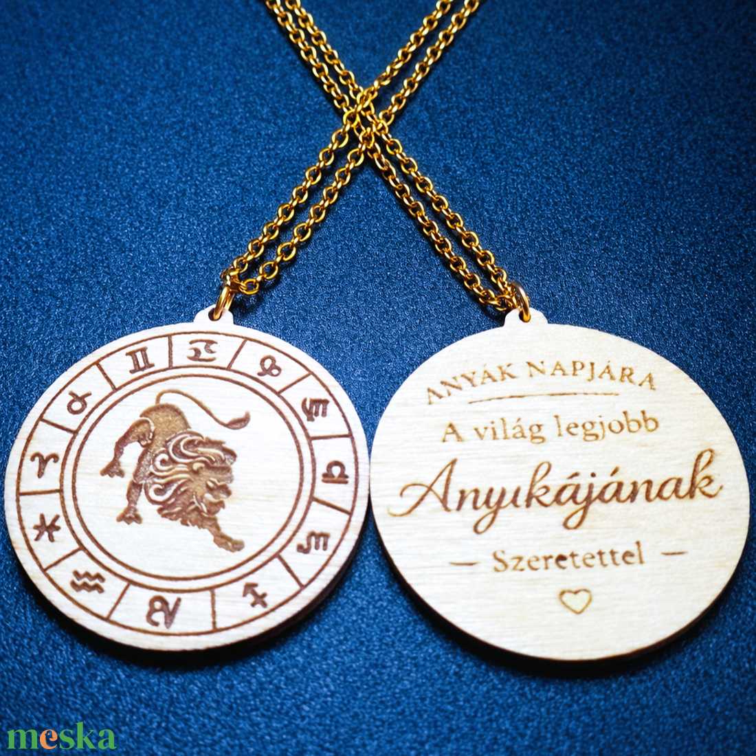 Anyák napi horoszkópos nyaklánc � Oroszlán medál, 18K aranyozott nemesacél lánccal - ékszer - nyaklánc - medálos nyaklánc - Meska.hu