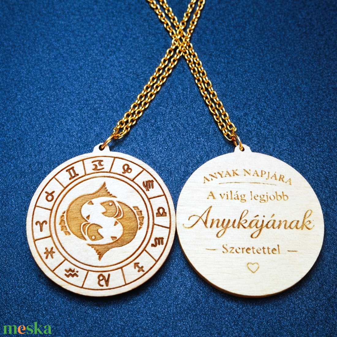 Anyák napi horoszkópos nyaklánc � Halak medál, 18K aranyozott nemesacél lánccal - ékszer - nyaklánc - medálos nyaklánc - Meska.hu