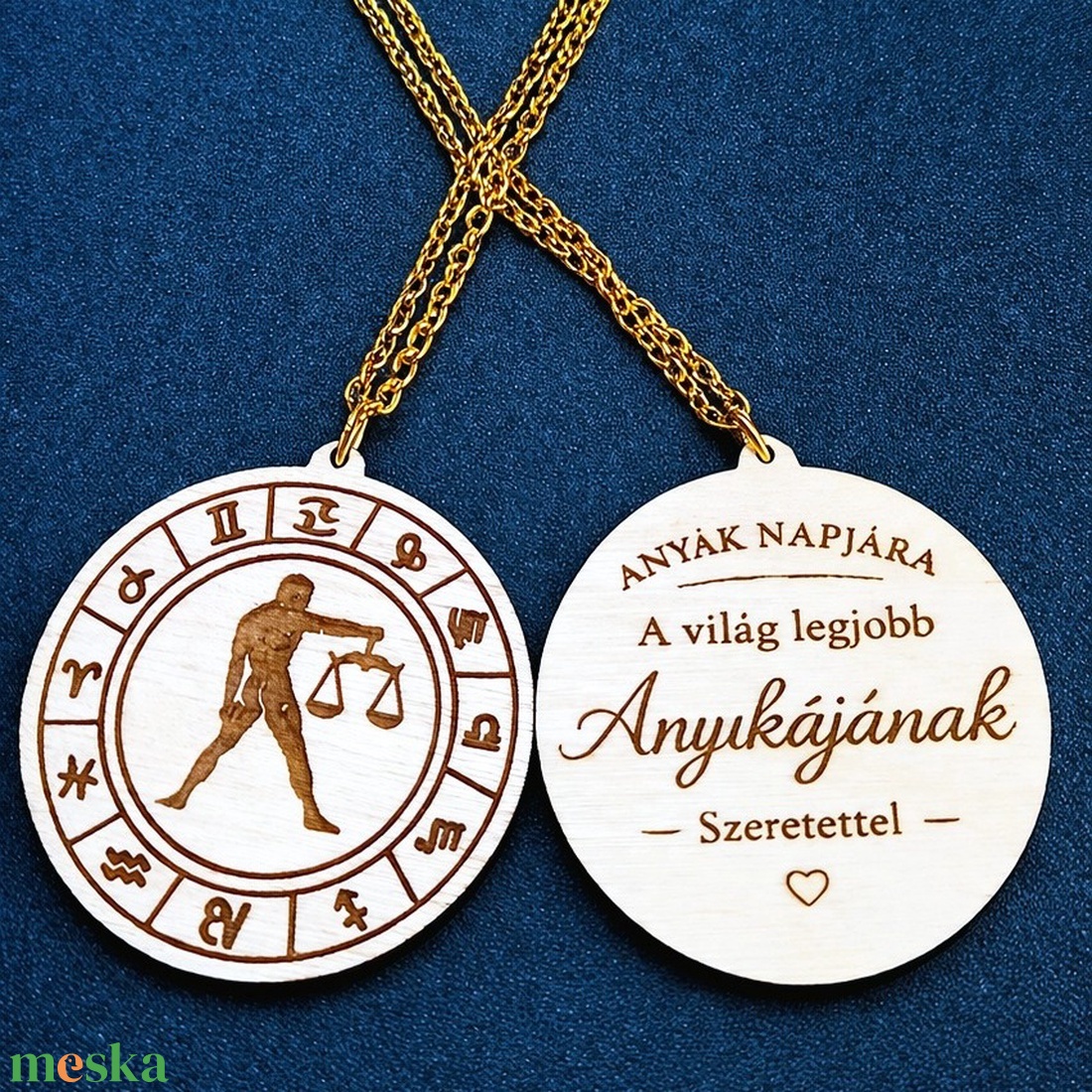 Anyák napi horoszkópos nyaklánc � Mérleg medál, 18K aranyozott nemesacél lánccal - ékszer - nyaklánc - medálos nyaklánc - Meska.hu