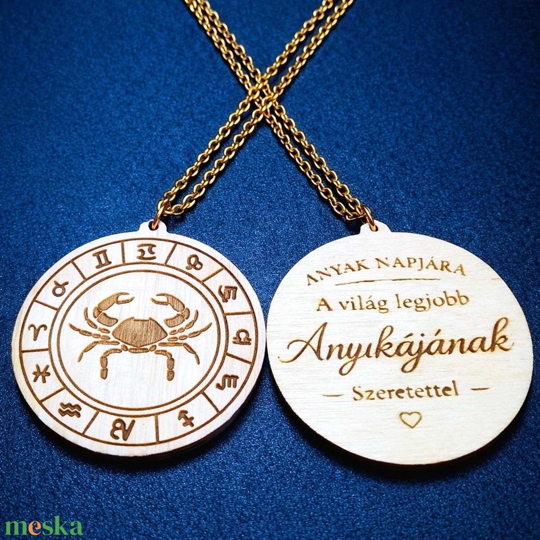 Anyák napi horoszkópos nyaklánc � Rák medál, 18K aranyozott nemesacél lánccal - ékszer - nyaklánc - medálos nyaklánc - Meska.hu
