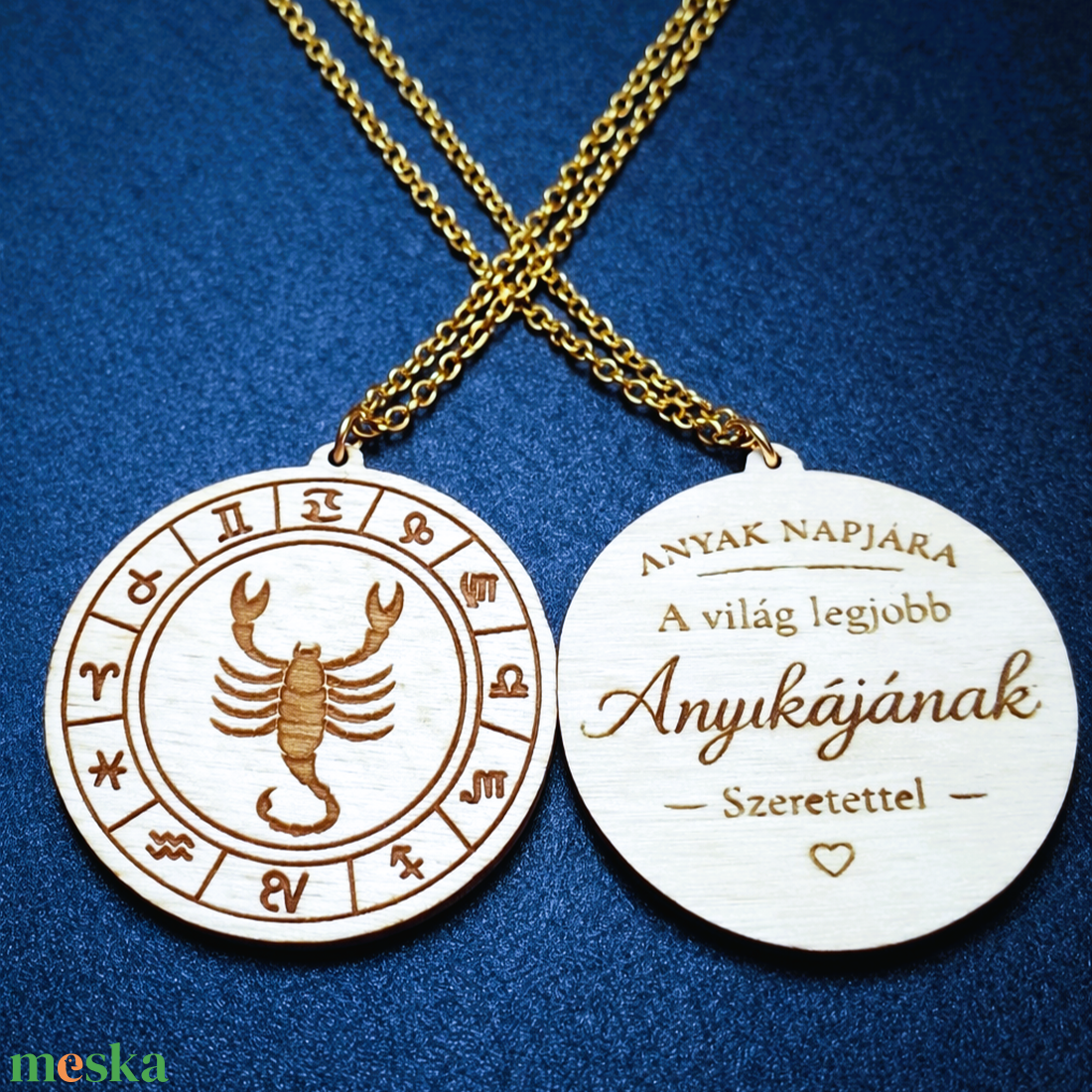 Anyák napi horoszkópos nyaklánc � Skorpió medál, 18K aranyozott nemesacél lánccal - ékszer - nyaklánc - medálos nyaklánc - Meska.hu
