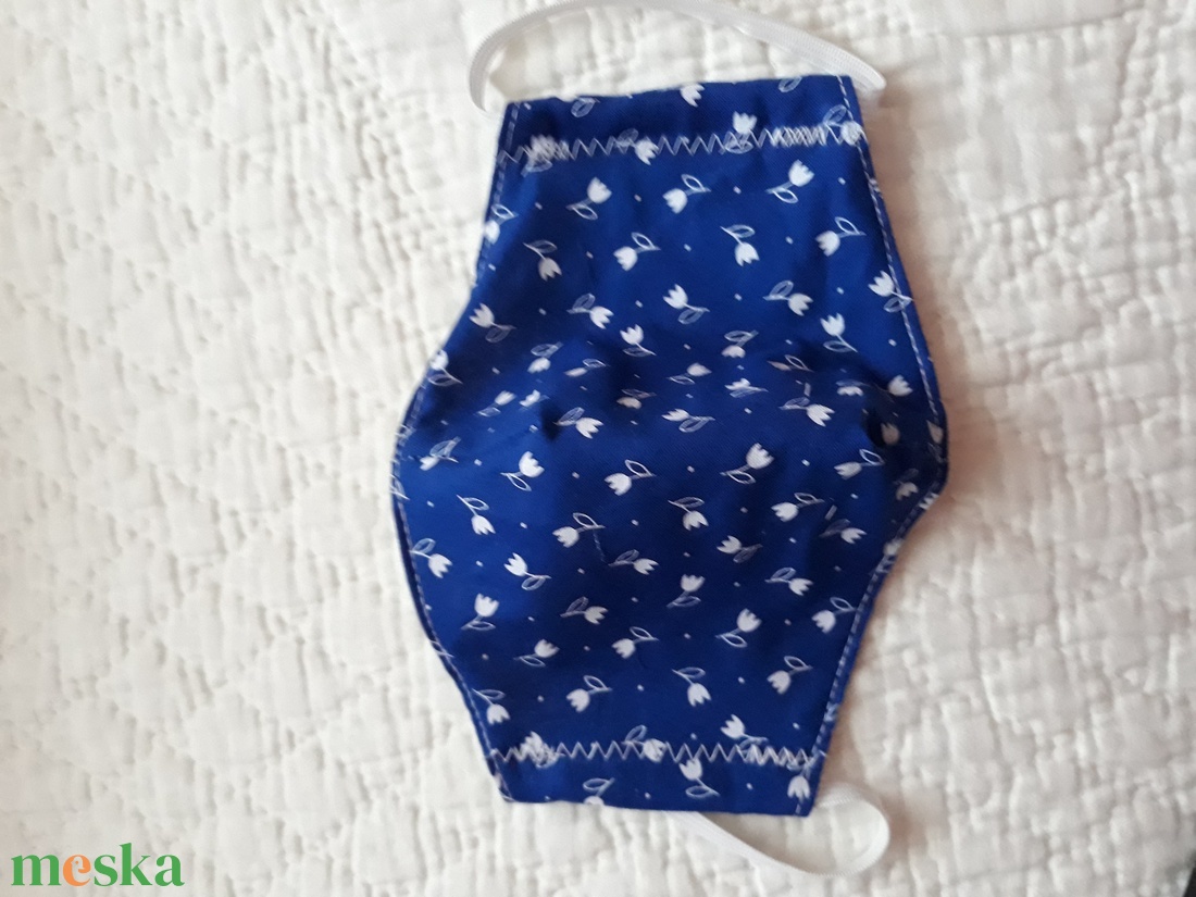 Kékfestő tulipános maszk  - ruha & divat - maszk, arcmaszk - női - Meska.hu