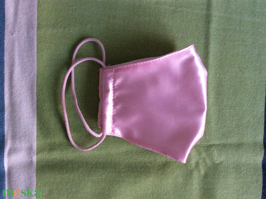 Szatén rózsaszin maszk - ruha & divat - maszk, arcmaszk - női - Meska.hu