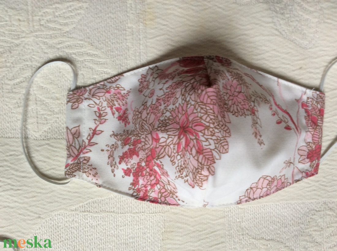 Pinkvirágos textil maszk - ruha & divat - maszk, arcmaszk - női - Meska.hu