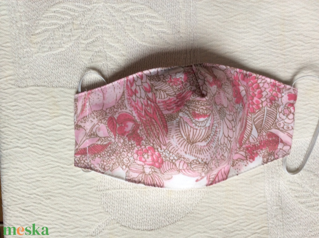 Pinkvirágos textil maszk - ruha & divat - maszk, arcmaszk - női - Meska.hu