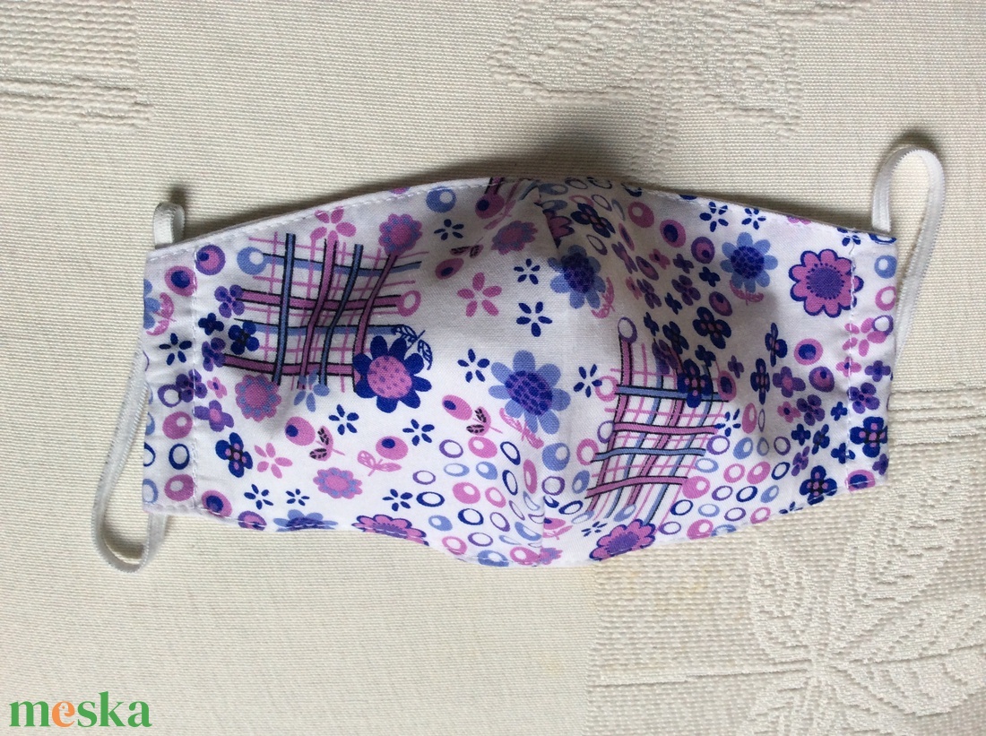 Lila,kék,virágos maszk - ruha & divat - maszk, arcmaszk - női - Meska.hu