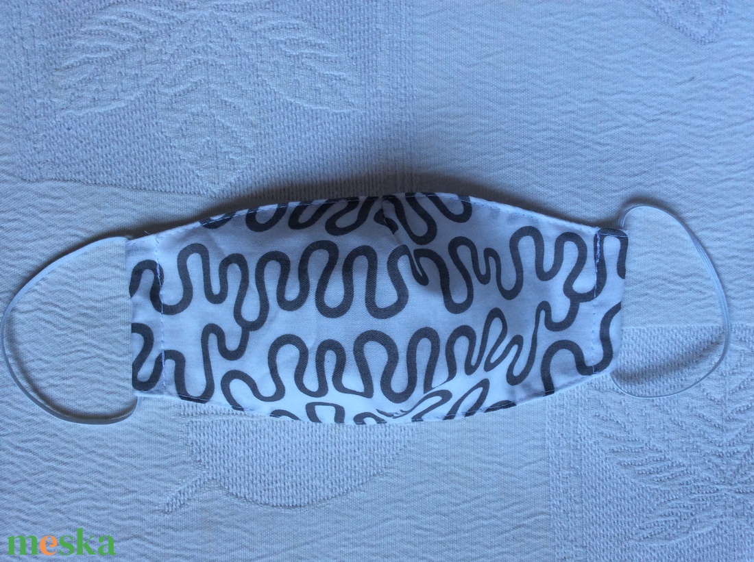 Szürke hullámmint�s textil maszk - ruha & divat - maszk, arcmaszk - női - Meska.hu