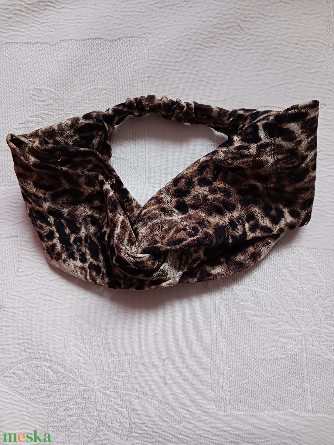Leopárd mintás csavart elejű fejpánt - esküvő - hajdísz - hajpánt - Meska.hu