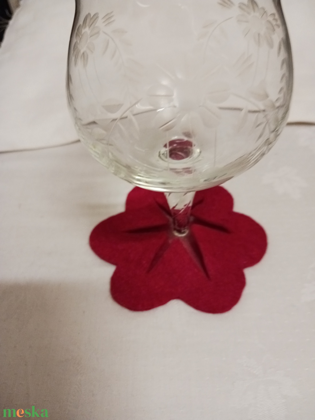 Piros filc,pohár alátét talpaspohárra -  - Meska.hu