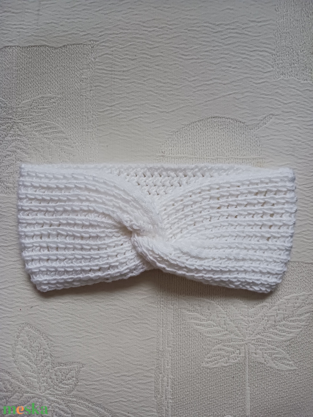 Fehér horgolt fejpánt - esküvő - hajdísz - hajpánt - Meska.hu