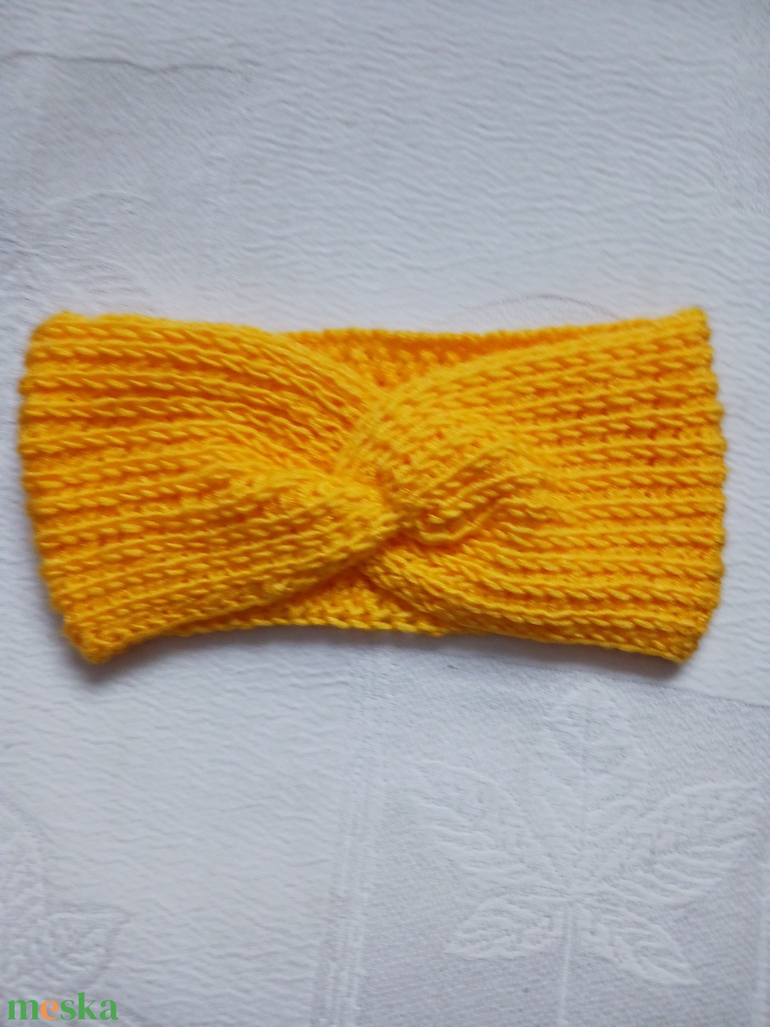 Sárga horgolt fejpánt - esküvő - hajdísz - hajpánt - Meska.hu