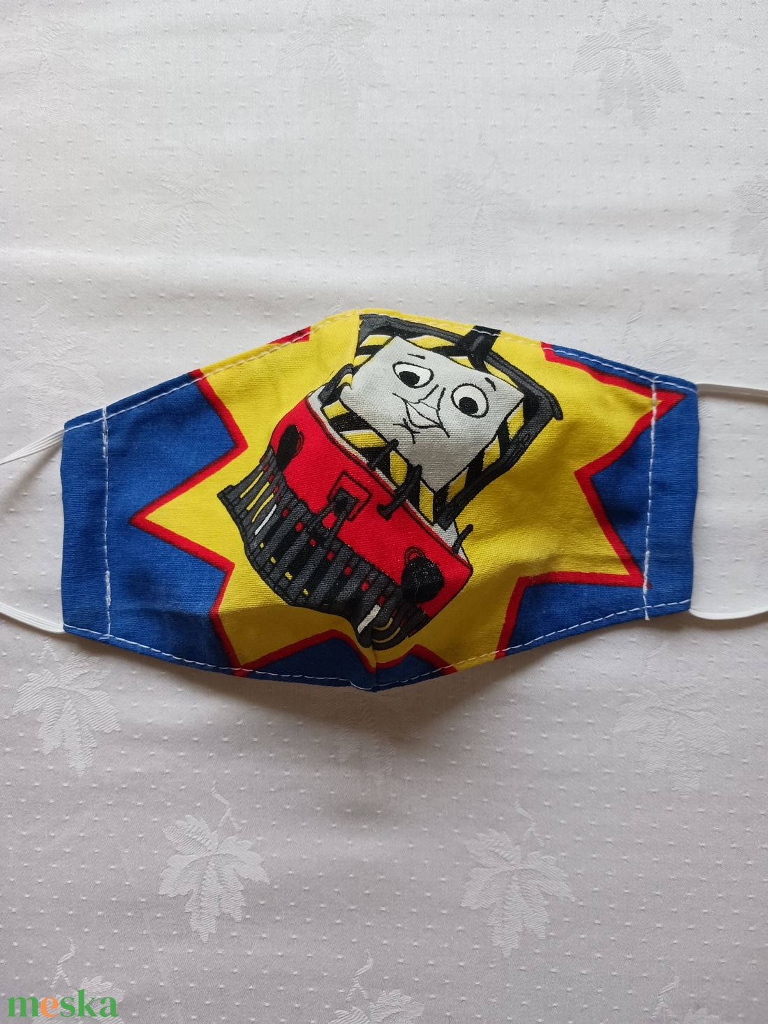 Kék mobilos ,gyermekmaszk - ruha & divat - maszk, arcmaszk - gyerek - Meska.hu