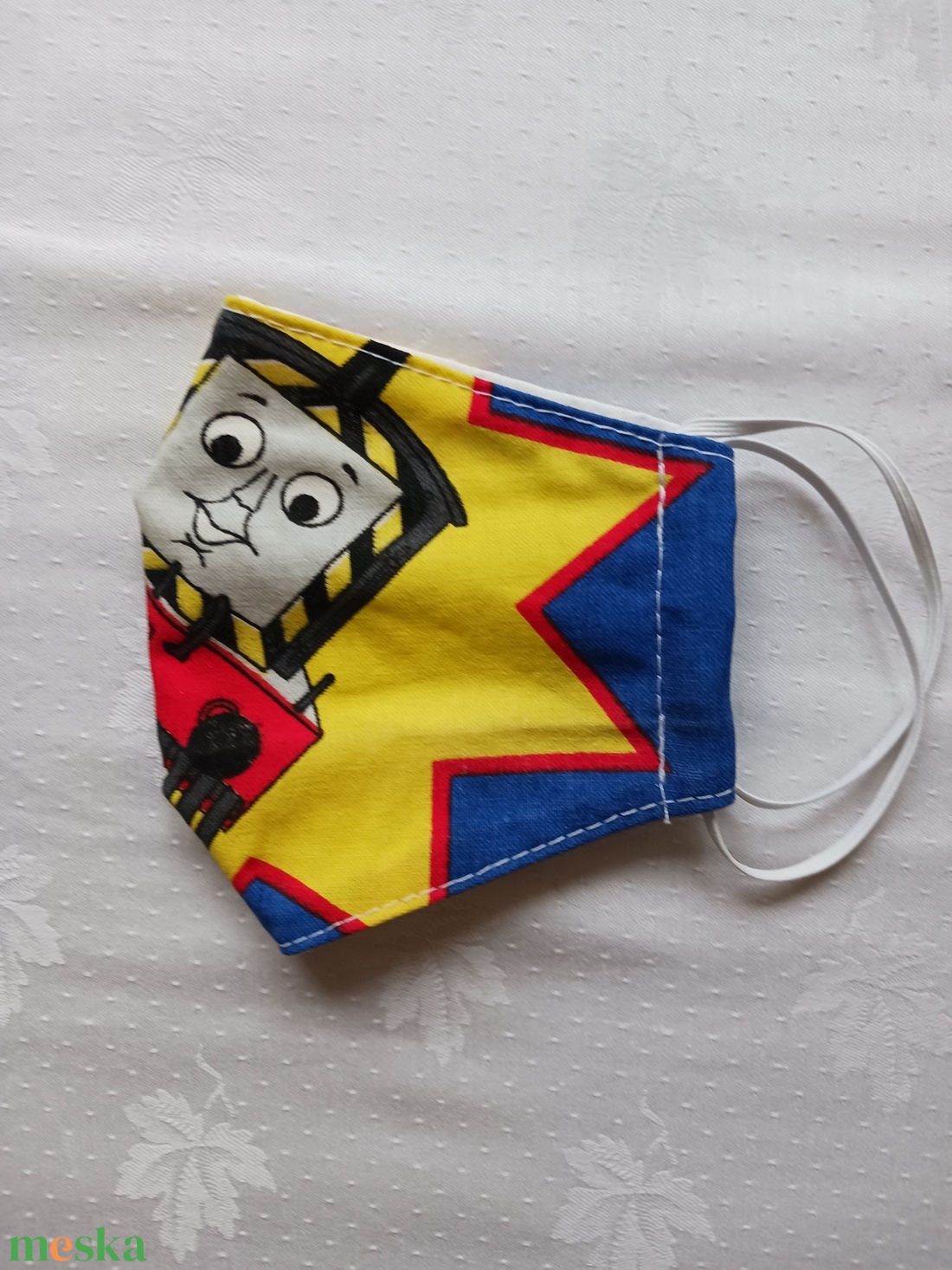 Kék mobilos ,gyermekmaszk - ruha & divat - maszk, arcmaszk - gyerek - Meska.hu